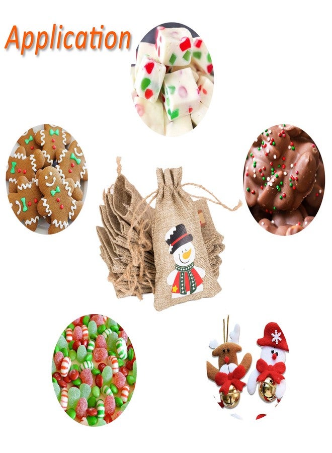 DERAYEE 12Pcs Christmas Jute Burlap Gift Bags with Drawstring, Small Craft Canvas Goodie Bags for Xmas Party Wedding Supplies (10 * 15 CM) - Image 5